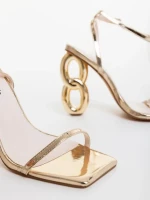 Дамски сандали златисти от лачена екологична кожа Valeta