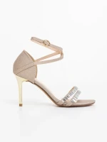 Дамски сандали златисти от текстилен материал Galina