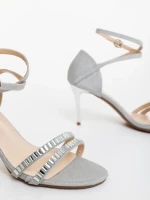 Дамски сандали сребристи от текстилен материал Galina