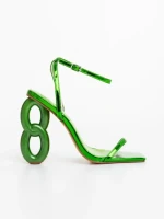 Дамски сандали зелени от лачена екологична кожа Valeta