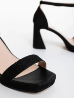 Дамски сандали черни от текстилен материал Islara