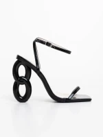 Дамски сандали черни от лачена екологична кожа Valeta