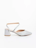 Дамски сандали сребристи от текстилен материал Zarva