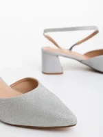 Дамски сандали сребристи от текстилен материал Zarva