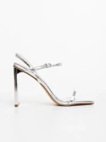 Дамски сандали сребристи от екологична кожа  Soleva