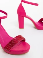 Дамски сандали циклама от екологична кожа Lenara