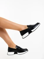 Дамски мокасини черни от екологична кожа Yeluna