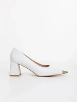 Дамски обувки с ток бели от екологична кожа Carimar
