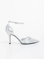 Дамски обувки с ток сребристи от текстилен материал Armara