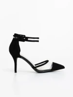 Дамски обувки с ток черни от текстилен материал Floriette