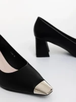 Дамски обувки с ток черни от екологична кожа Carimar