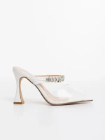 Дамско сабо бяло от лачена екологична кожа и синтетичен материал Anubis