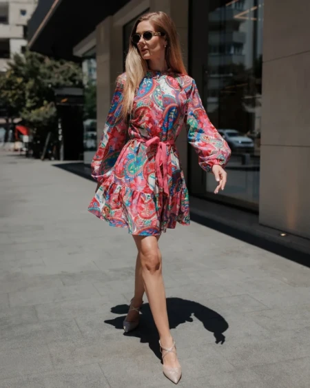 Дамски сандали с ток златисти от лачена екологична кожа Oliara