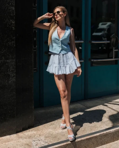 Дамски сандали с ток сребристи от текстилен материал Morita