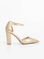 Дамски обувки с ток  златисти от екологична кожа Manyara
