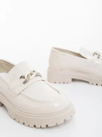 Дамски мокасини бежови от екологична лачена кожа Sardor