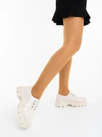 Дамски мокасини бежови от екологична лачена кожа Honami