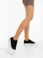 Дамски обувки черни от текстилен материал Rupela