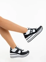 Дамски спортни обувки черно-бели от екологична кожа и текстилен материал Agilica