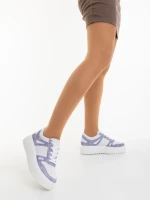 Дамски спортни обувки бяло с лилаво от екологична кожа Diara