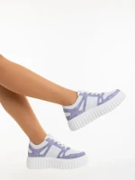 Дамски спортни обувки бяло с лилаво от екологична кожа Diara