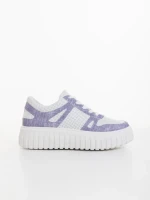 Дамски спортни обувки бяло с лилаво от екологична кожа Diara