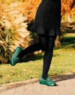 Дамски мокасини зелени от текстилен материал Mirumia