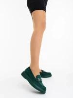 Дамски мокасини зелени от текстилен материал Mirumia