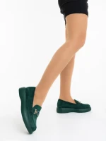 Дамски мокасини зелени от текстилен материал Mirumia