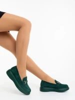 Дамски мокасини зелени от текстилен материал Mirumia