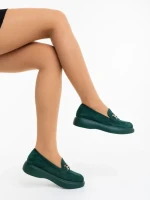 Дамски мокасини зелени от текстилен материал Mirumia