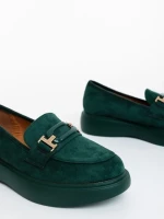 Дамски мокасини зелени от текстилен материал Mirumia