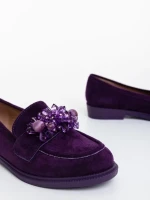 Дамски мокасини лилави от текстилен материал Lynora