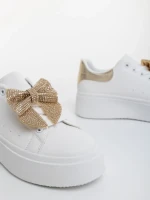 Дамски спортни обувки златисти от екологична кожа Zenara