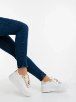 Дамски спортни обувки златисти от екологична кожа Amazera