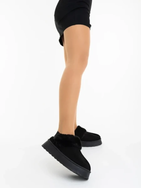 Дамски чехли черни от текстилен материал Azerin