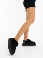 Дамски чехли черни от текстилен материал Azerin