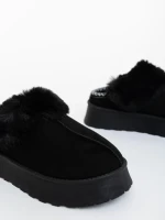 Дамски чехли черни от текстилен материал Azerin