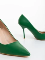 Дамски обувки с ток зелени от екологична кожа Rodinia