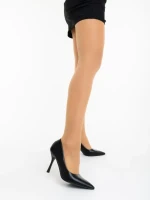 Дамски обувки с ток черни от екологична кожа Rodinia