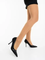 Дамски обувки с ток черни от екологична кожа Rodinia