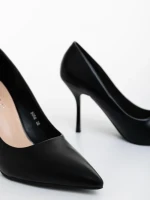 Дамски обувки с ток черни от екологична кожа Rodinia