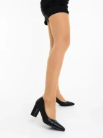 Дамски обувки с ток черни от екологична кожа Pictoria