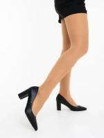 Дамски обувки с ток черни от екологична кожа Pictoria