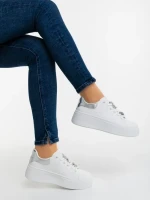 Дамски спортни обувки сребристи от екологична кожа Lorimar