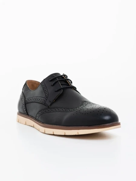 Мъжки обувки черни от екологична кожа Stefano