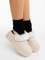 Дамски чехли светло бежови от текстилен материал Temaria