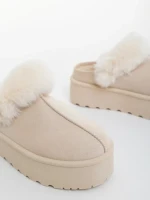 Дамски чехли светло бежови от текстилен материал Temaria