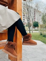 Дамски чизми камел от текстилен материал Ezera