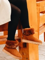 Дамски чизми камел от текстилен материал Ezera